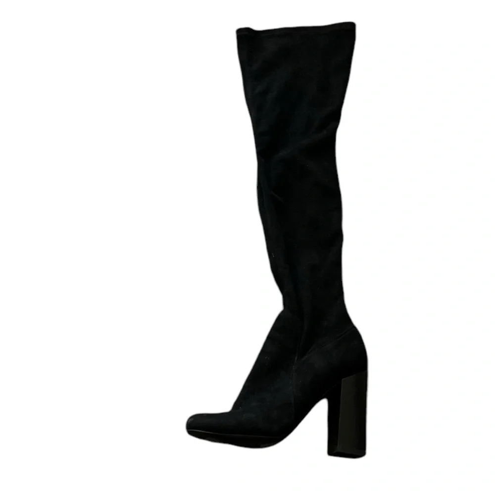 JEFFREY CAMPBELL Perouze Black Over The Knee Suede Heeled Boots